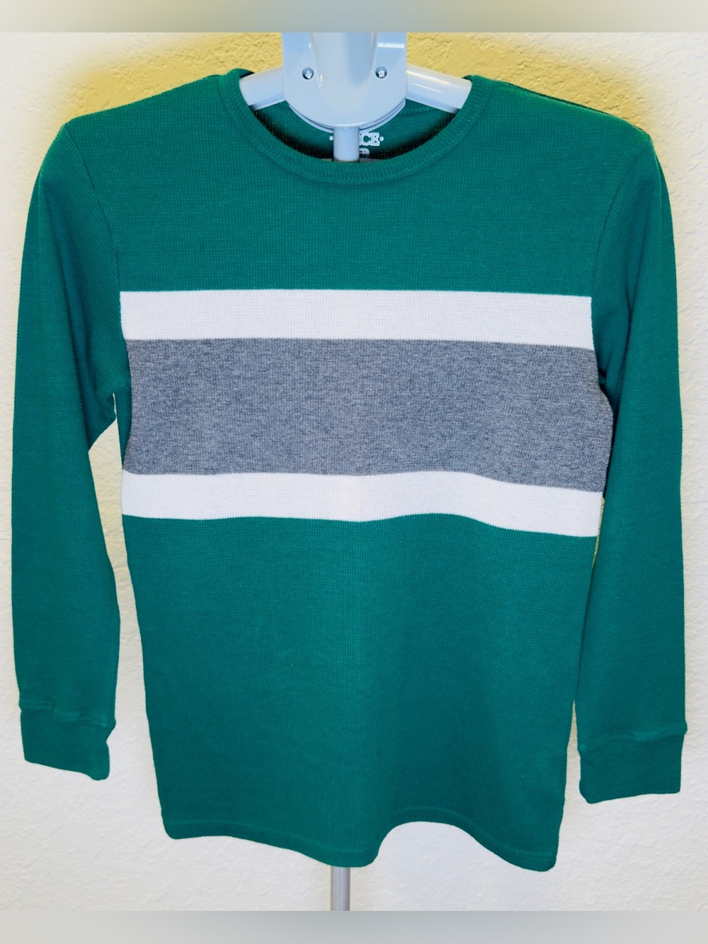Children’s Place Boys TealGreen💚 Color Block Thermal Long Sleeve Sweater Size 14
